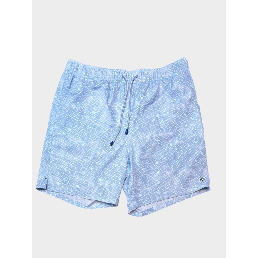 Peter Millar Mens Blue Geometric Tile Print Swim Trunks Shorts 6in Inseam Size M